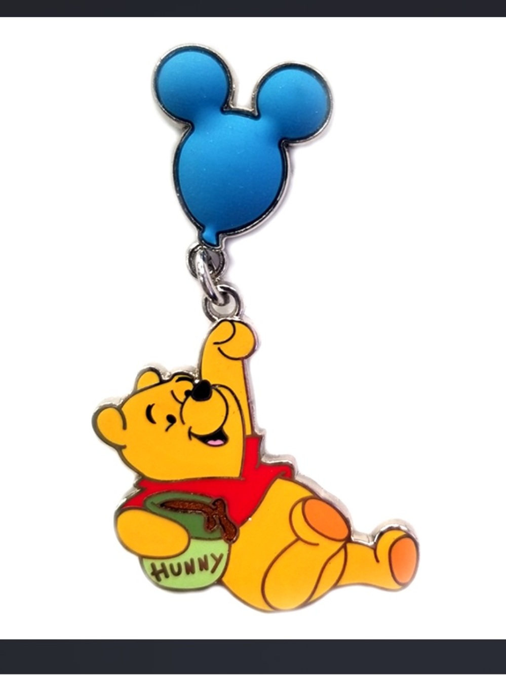 Disney Yellow Winnie the Pooh with Blue Mickey Balloon Trading Pin Charm - Picture 2 of 5